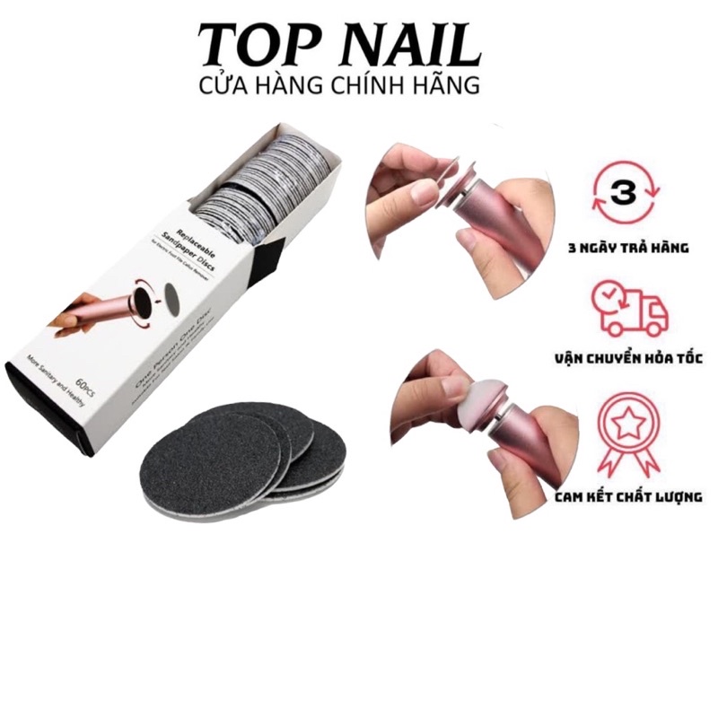 Hộp 60 miếng tròn giấy ráp gắn máy mài gót chân