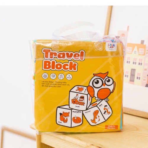 Bộ 8 đồ chơi hình khối xúc xắc vui nhộn cho bé vừa chơi vừa học Travel Block thương hiệu Lalala Baby [TẶNG KÈM BÓNG VẢI]