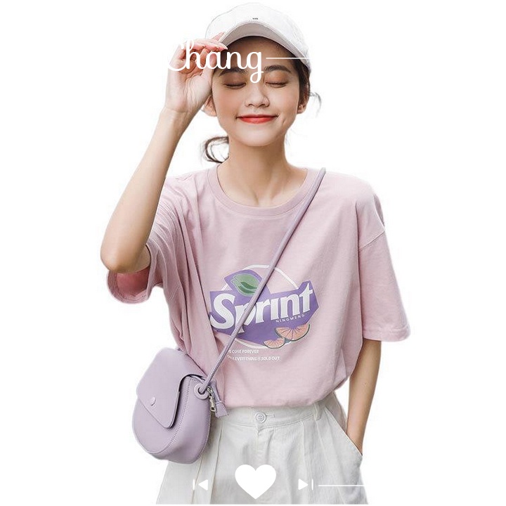 Áo thun tay lỡ nữ cổ tròn dáng rộng dễ mặc chất cotton mịn đẹp in Sprint cá tính mã LXC65