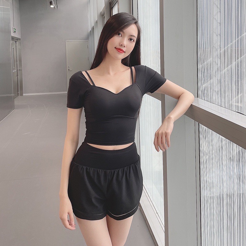 Quần short thể thao nữ 2 lớp, lưng thun dáng siêu đẹp