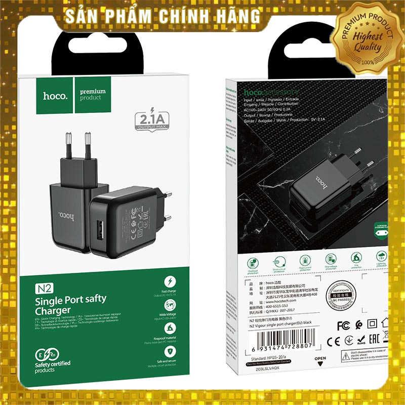 CỐC SẠC NHANH HOCO N2 / 1 CỔNG HÀNG CHÍNH HÃNG