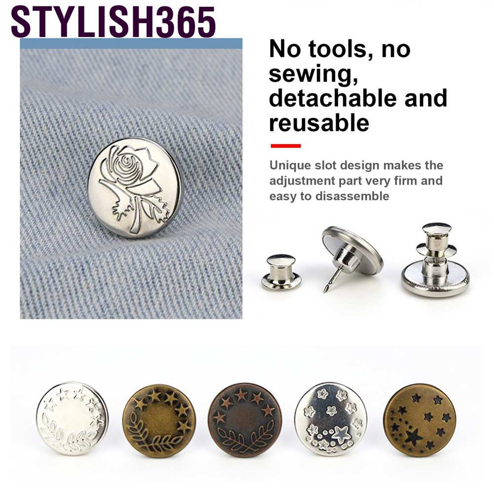 Stylish365 24Pcs Button Pins Jeans Pants Universal Nail‑Free Waistline Change Detachable Adjustment DIY