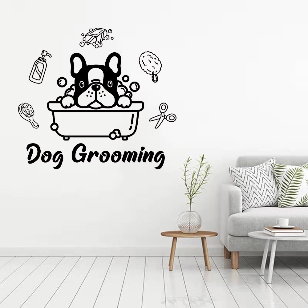 Decal dán tường Họa Tiết Hình Chú Chó Và Chữ Truyền Cảm Hứng Dễ Thương Để Trang Trí Phòng Ngủ