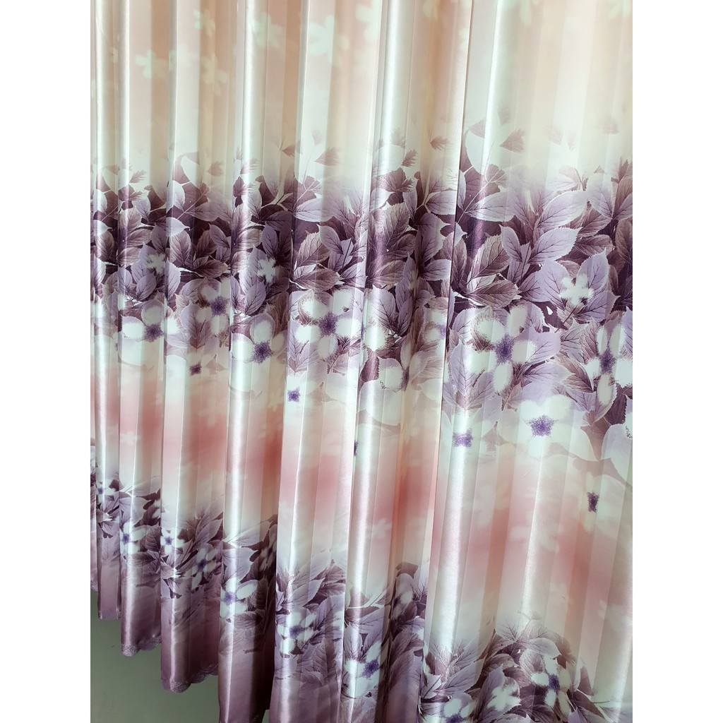 Rèm cửa chính, rèm cửa đi, chống nắng cao cấp, vải dày 2 mặt, họa tiết hoa lá tím xanh TNS-045