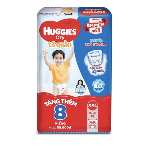 [Thêm miếng] Tã quần huggies M74/L68/XL62/XXL56