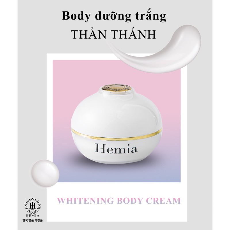 Kem dưỡng toàn thân Hemia Whitening Body Cream 150g dưỡng trắng, cấp ẩm, chống nắng, makeup da