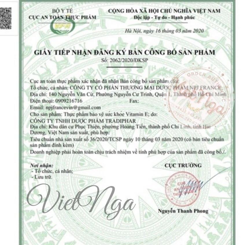 Thực phẩm bảo vệ sức khỏe Vitamin E | Thế Giới Skin Care