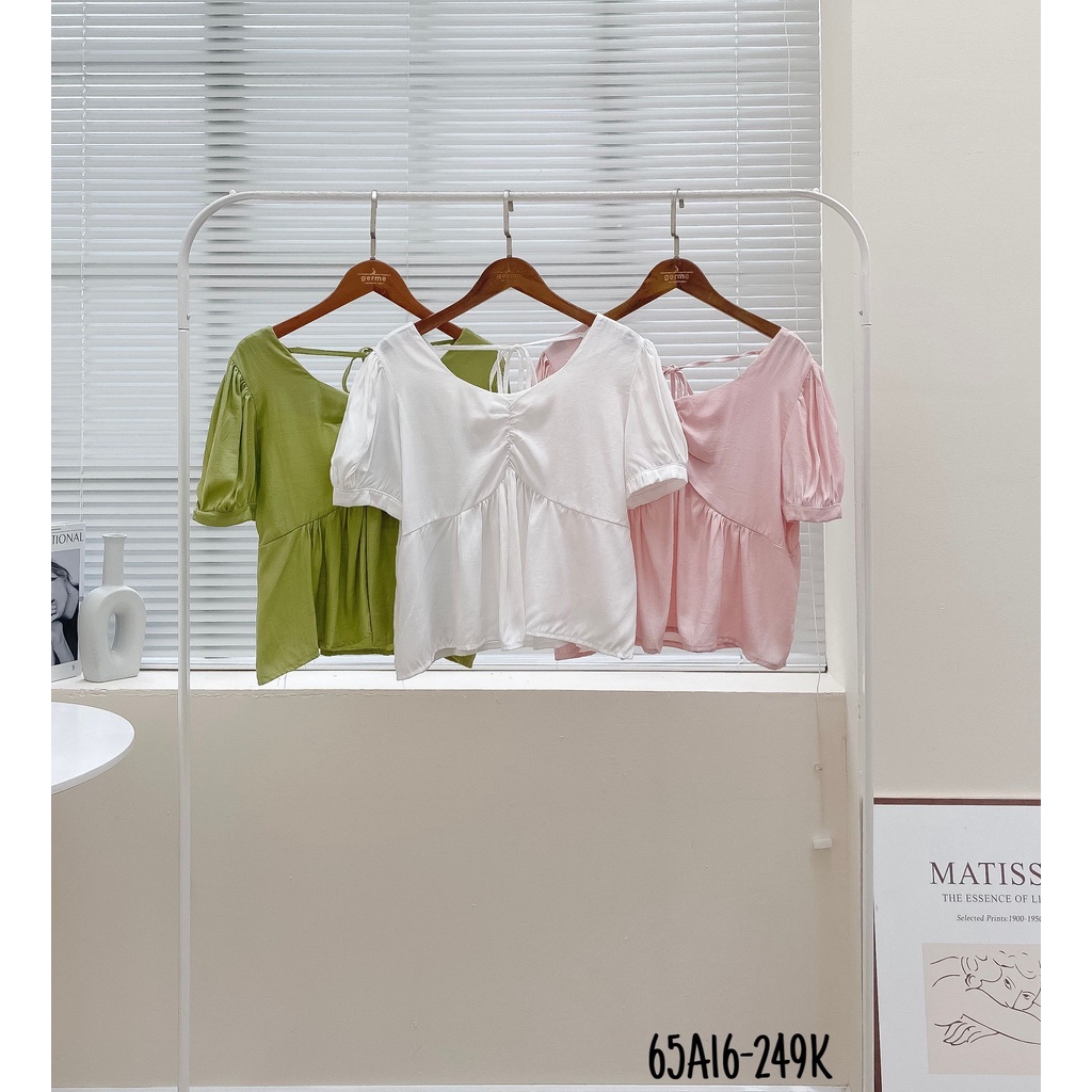Áo sơ mi nhún ngực buộc dây lưng 65a16 by germe
