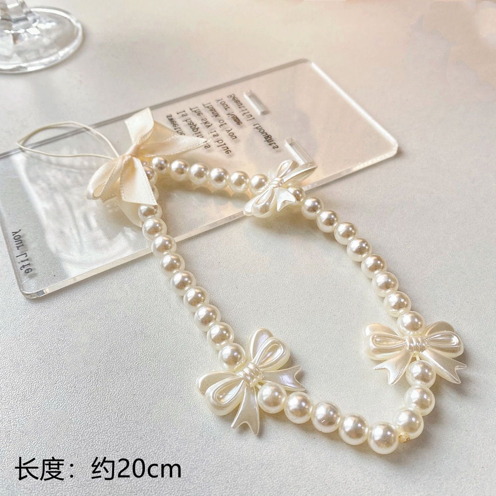 Dây Đeo Điện Thoại Bằng Acrylic Mềm Chống Thất Lạc Đính Hạt Ngọc Trai / Nơ Nhiều Màu Xinh Xắn
