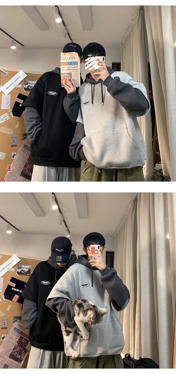 Áo hoodie tròng đầu dáng rộng thời trang mùa thu dành cho nam giới | BigBuy360 - bigbuy360.vn