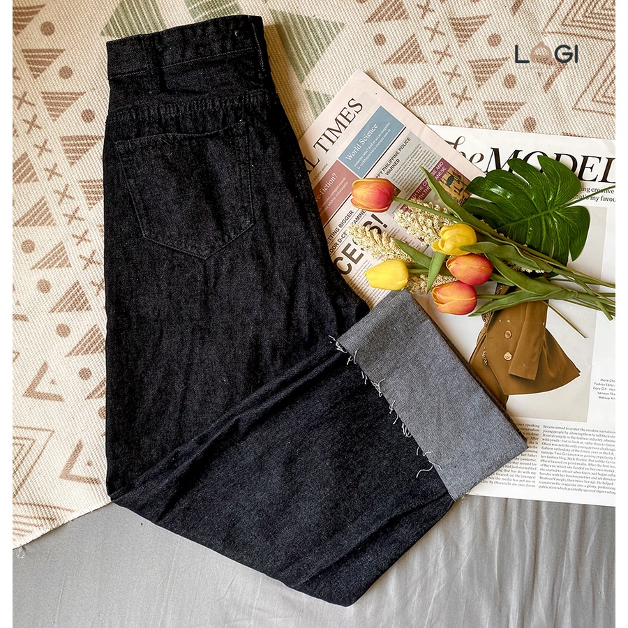 Quần jean ống suông xắn lai - Quần bò dáng suông rộng BIGSIZE từ 50KG đến 90KG - LAGI BIGSIZE