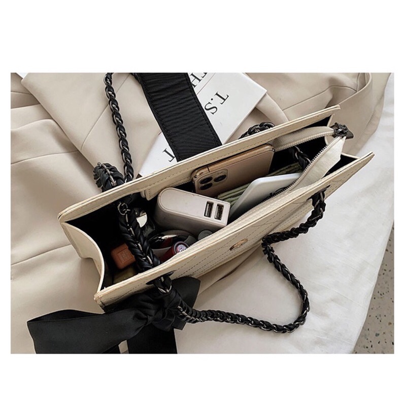 Túi xách nữ, túi kẹp nách đeo chéo thời trang có nơ - size 25