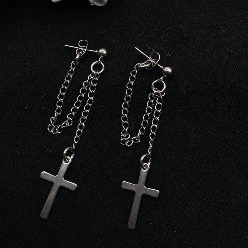 Bông Tai Hình Chữ Thập Phong Cách Hàn Quốc 22049 Dễ Phối Đồ