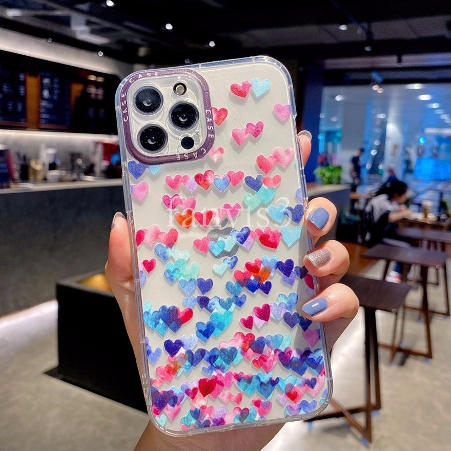 Ready Stock Ốp iPhone 12 11 Pro Max 12 Mini Xs Max XR 7 8 6 6s Plus Casetify Ins Color Love Transparent Phone Case Soft TPU Protective Coverr