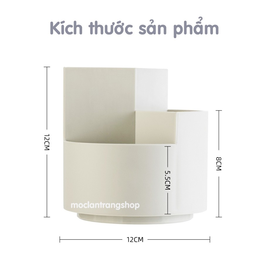 Ống cắm bút viết chổi cọ trang điểm đa năng 3 ngăn phong cách Bắc Âu hiện đại, ống đựng đồ dùng văn phòng hình tròn