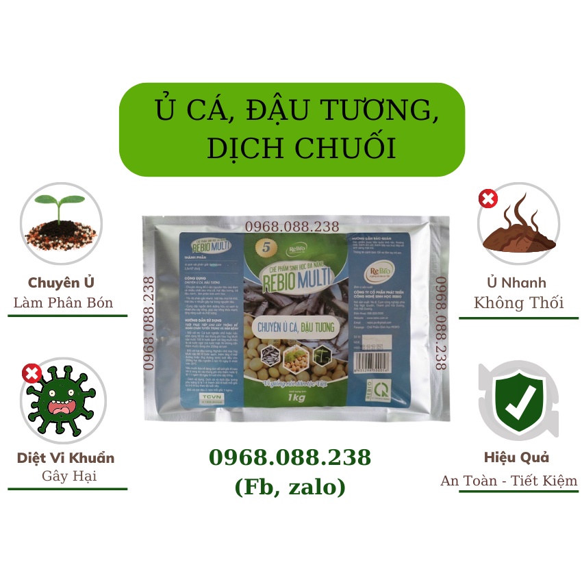 Chế phẩm sinh học 𝐑𝐄𝐁𝐈𝐎 𝐌𝐔𝐋𝐓𝐈 𝟓 - 𝟏𝐤𝐠 ⚡CHÍNH HÃNG⚡ Chuyên ủ phân cá, đậu tương, dịch chuối làm bón cho hoa, cây trồng