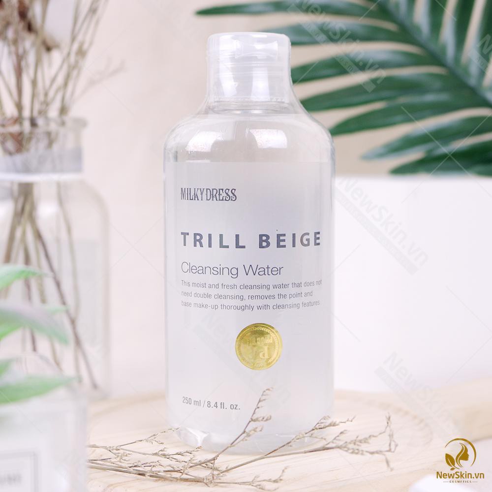 Nước tẩy trang dành cho Mặt, Mắt, Môi Milky Dress Trill Veige Cleansing Water