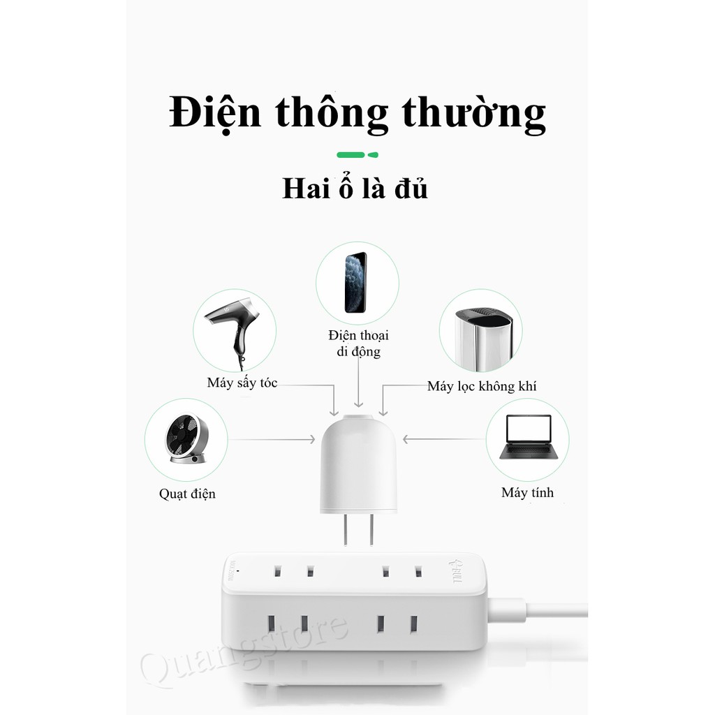 Ổ cắm tiện lợi bỏ túi, mang theo sạc Macbook, iphone, ipad, hàng chính hãng Bull đẹp, xịn, chống giật, chống cháy