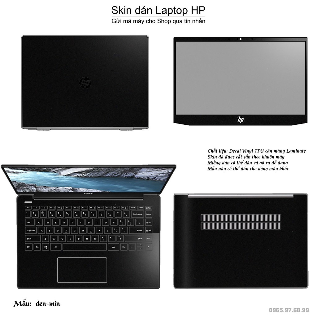 Skin dán Laptop HP in màu đen mịn (inbox mã máy cho Shop)