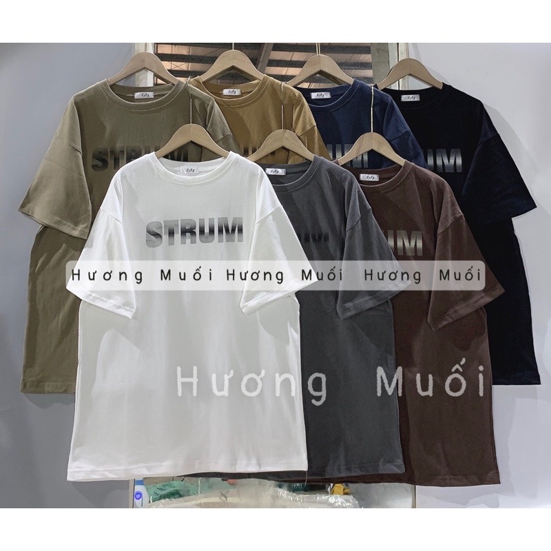 Áo thun chữ mờ STRUM - thun 3158 form rộng tay lỡ