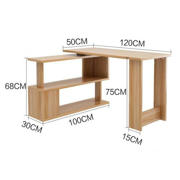 Bàn Làm Việc GỖ FUNA Xoay 360 Độ Sắp Xếp Xoay Chuyển Linh Hoạt, Chất Liệu Gỗ CN MDF Phủ Melamine - BLVG04