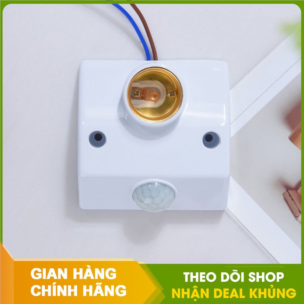 Đui đèn liền phích cắm E27 cảm biến hồng ngoại có người tự động sáng