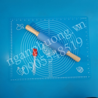 COMBO THẢM CÁN BỘT SILICON 40X50CM + CHÀY CÁN BỘT SILICON CÁN GỖ DÀI 38CM + CHỔI PHẾT DẦU