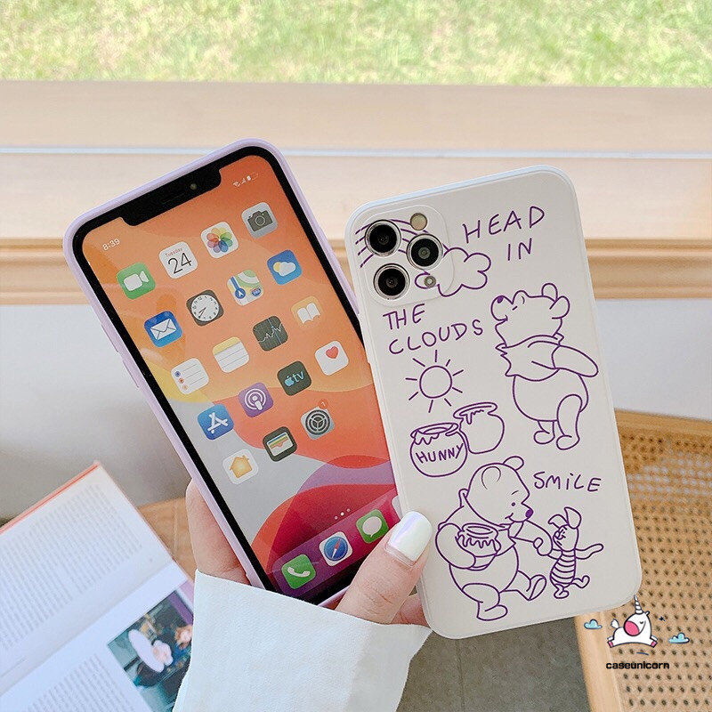 Ốp lưng silicon mềm họa tiết gấu Pooh màu trơn cho iPhone 11 7plus 8plus 6 6s Plus 7 8 11Pro Max X XR XS MAX SE | BigBuy360 - bigbuy360.vn