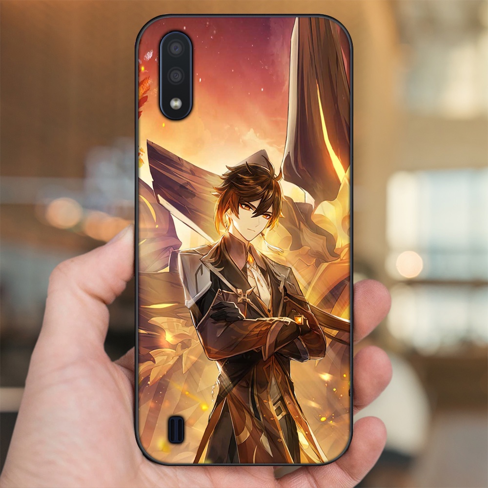 Ốp lưng Samsung A01 viền đen in hình Zhongli Genshin Impact