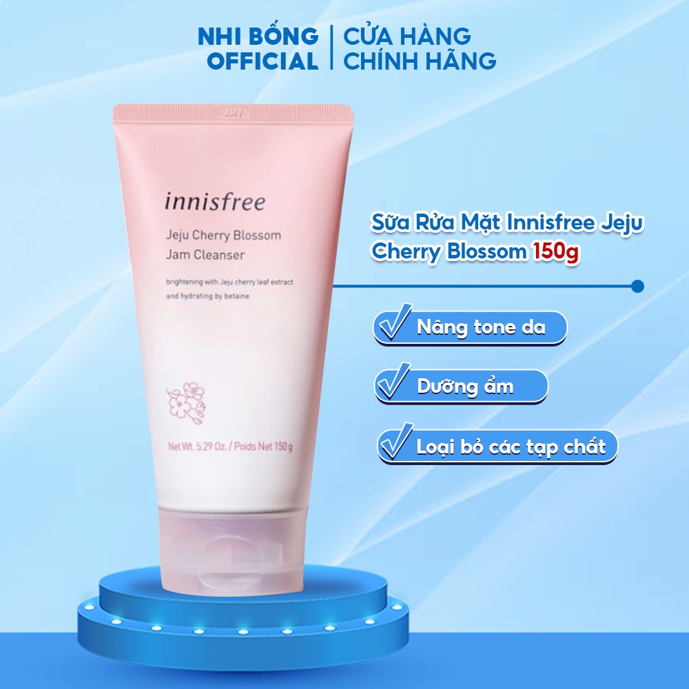 Sữa Rửa Mặt Làm Sạch Trắng Da Chiết Xuất Lá Hoa Anh Đào Innisfree Hàn Quốc Jeju Cherry Blossom Jam Cleanser 150ml