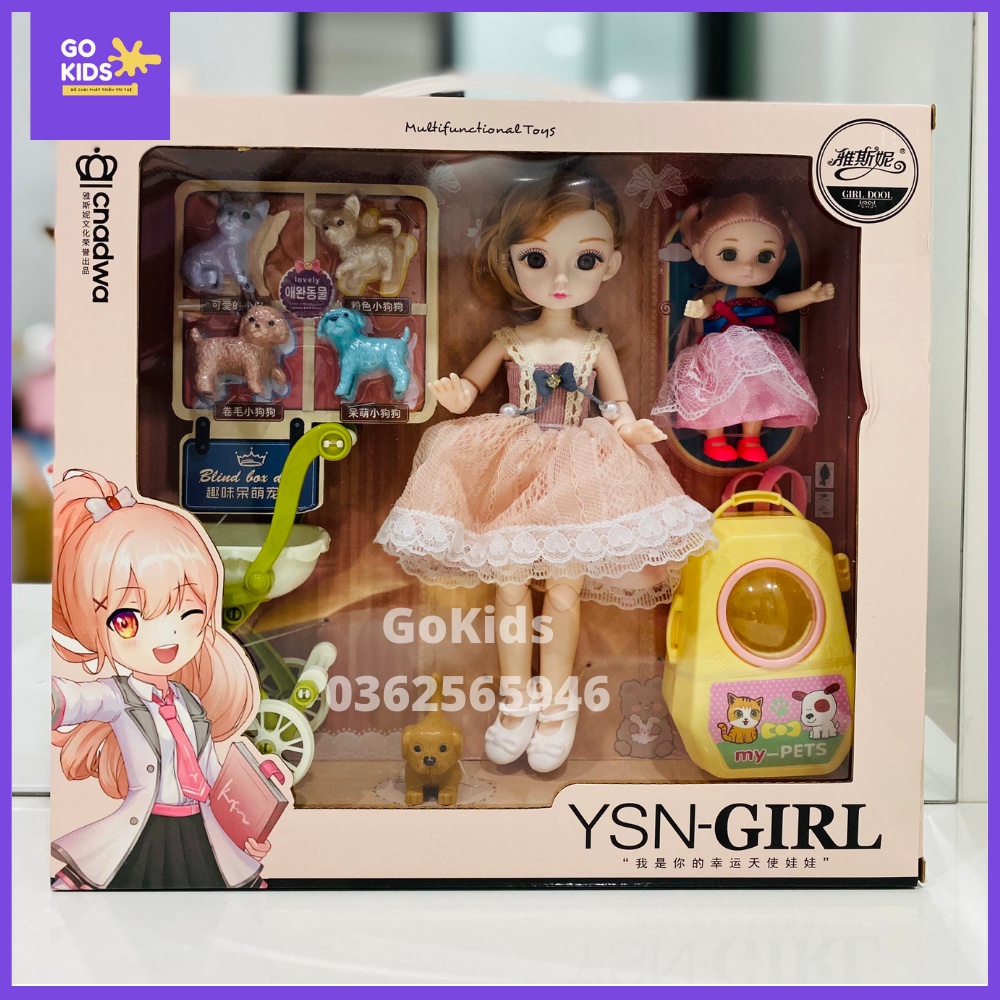 [Mã LIFE0503TOYS1 giảm 10% đơn 150k] [Hot] Búp bê chị em gái kèm phụ kiện thú cưng dễ thương cho bé