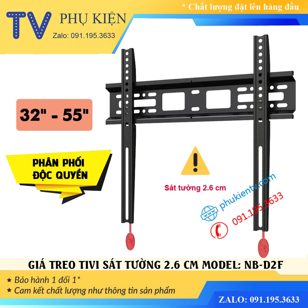 Giá Treo Tivi NB D2F 32 - 55 Inch Sát Tường 2.6 cm - Hàng Chính Hãng