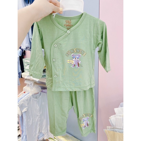 Bộ quần áo dài tay cài vai chéo cotton Carter's Bé Trai Bé Gái 0-6M