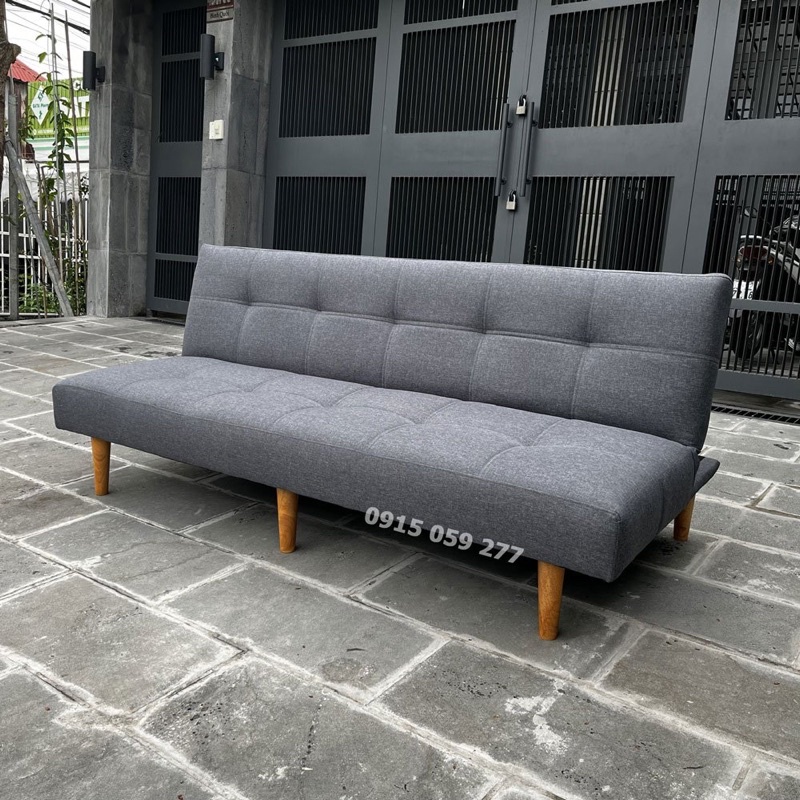 Ghế sofa giường dài 1m8 rộng 96cm chất vải bố mịn nệm không lò xo bền chắc màu xám đậm