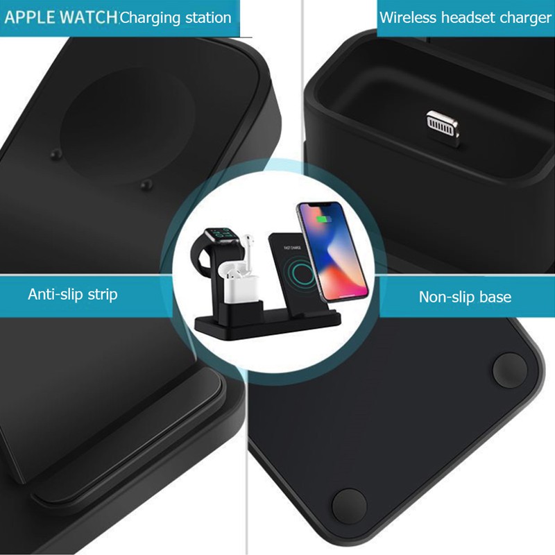 Đế Sạc Không Dây 3 Trong 1 Qi B' Q12 Cho Apple Airpods Iphone'