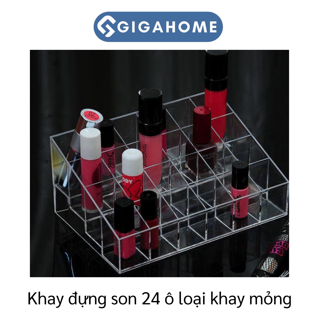 Khay Đựng Son 24 Ô GIGAHOME Nhựa Mica Loại Mỏng, Trong Suốt, Giúp Không Gian Gọn Gàng 4053