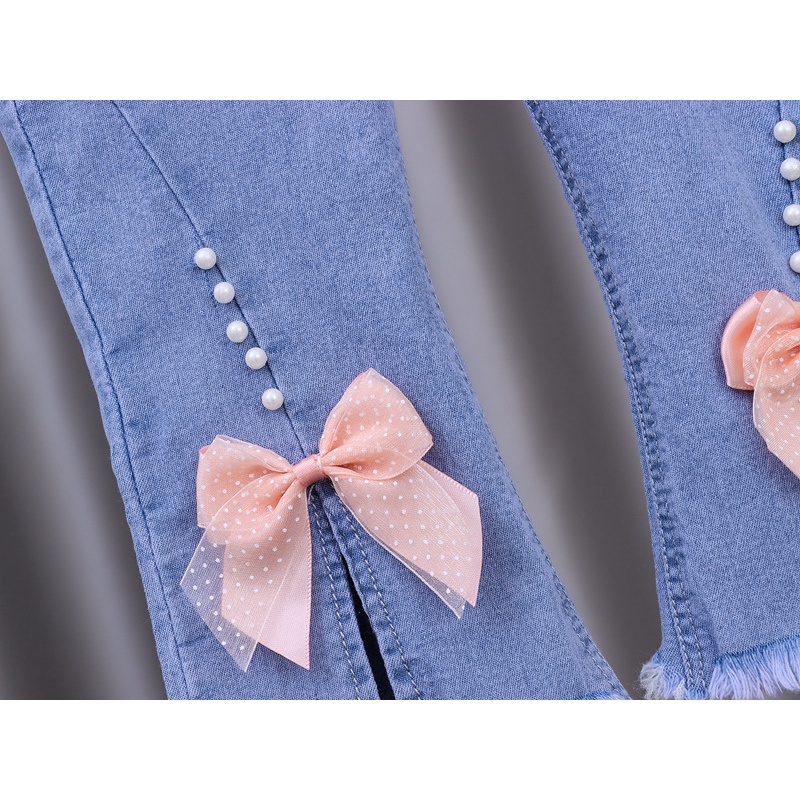 Quần Jeans Thắt Nơ Co Giãn Thời Trang Mùa Hè Cho Bé Gái 1-6 Tuổi