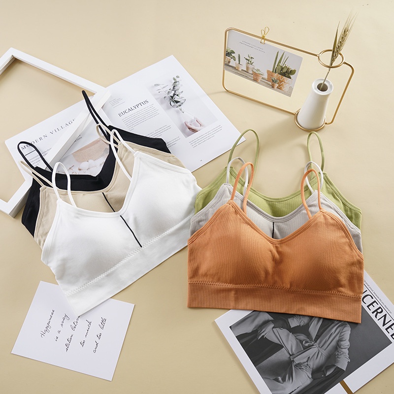 Áo bra nữ 2 dây kẻ sọc, Áo ngực mút mỏng không gọng, Bra cotton cao cấp co dãn SAVILL B7704