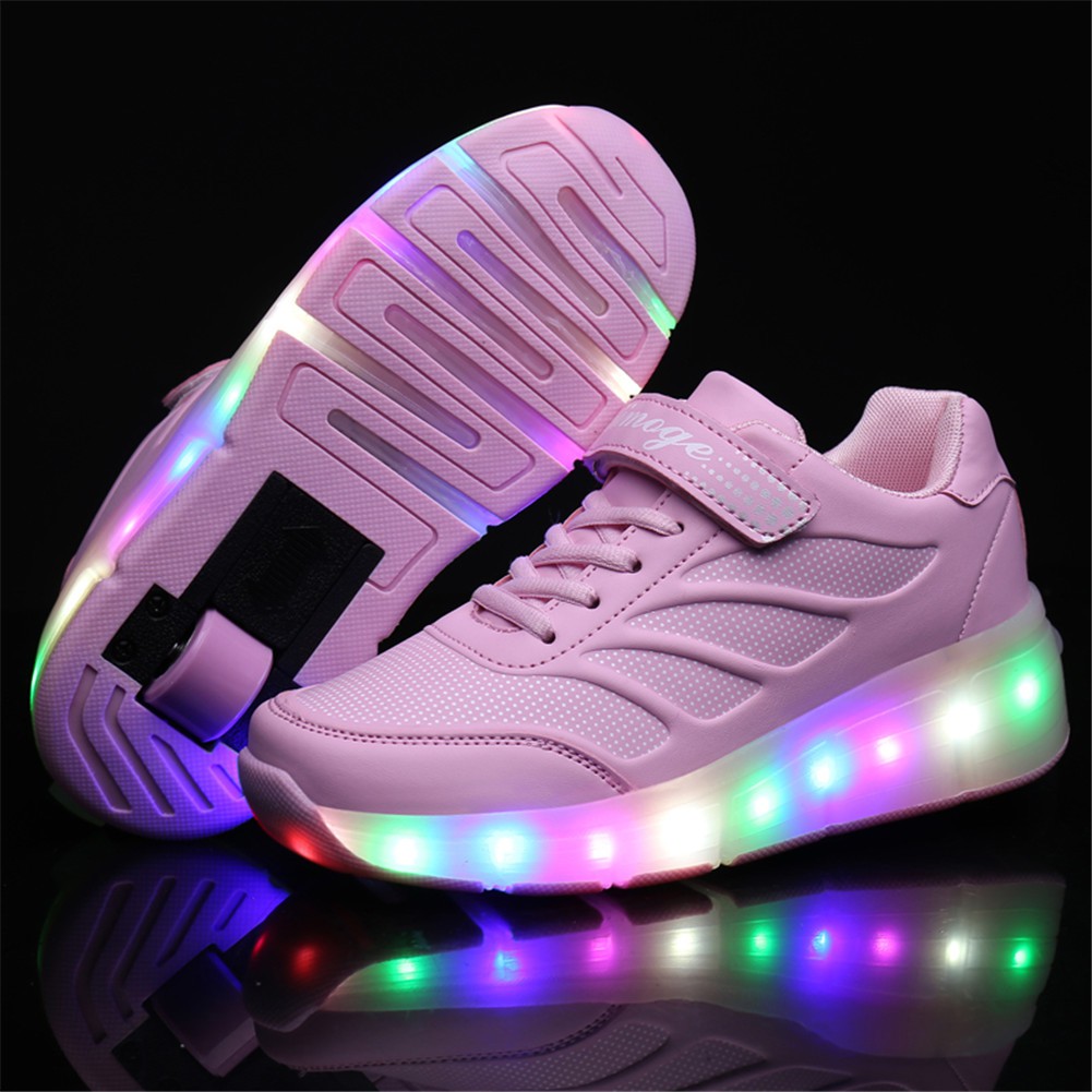 Giày Thể Thao Gắn Bánh Xe Có Đèn LED Thời Trang 2020 Cho Bé Gái