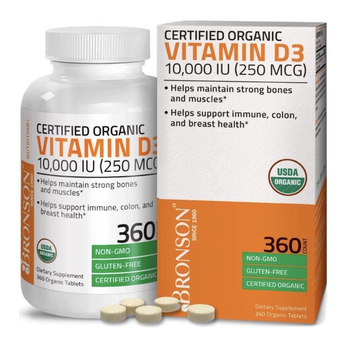 Vitamin D3 organic 10,000 IU (250 mcg) Bronson 360v USA