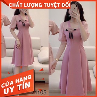 [HÀNG CAO CẤP]VÁY HỒNG HÀNG THIẾT KẾ V1105 - Hàng Thiết Kế (Kèm ảnh thật trải sàn do shop tự chụp)- vicenza boutique