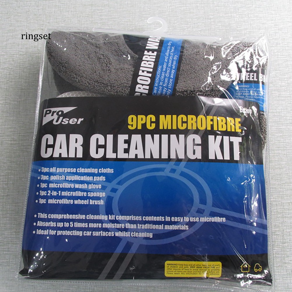 Bộ 9 Găng Tay Rửa Xe Hơi Bằng Sợi Microfiber