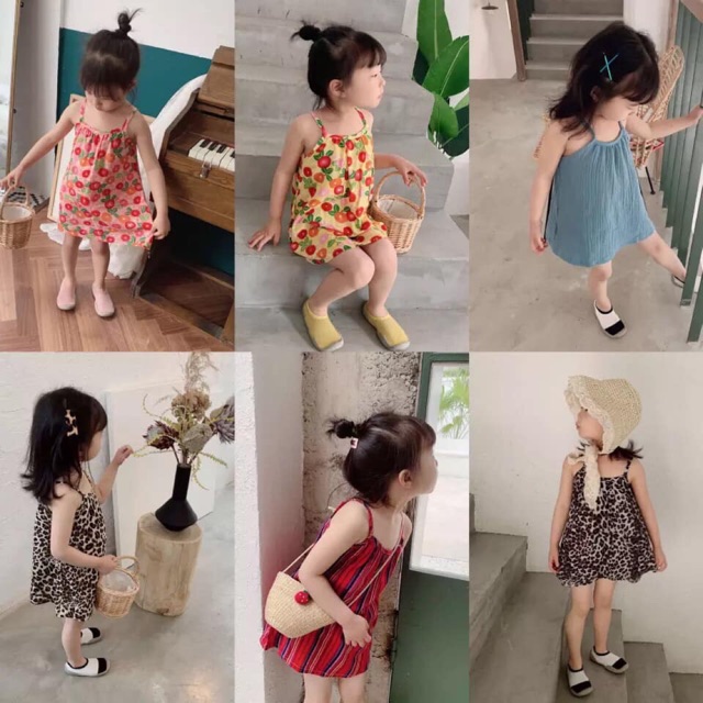 Váy 2 Dây Bé Gái, Chất Đũi Mát Lạnh - CONY KIDS