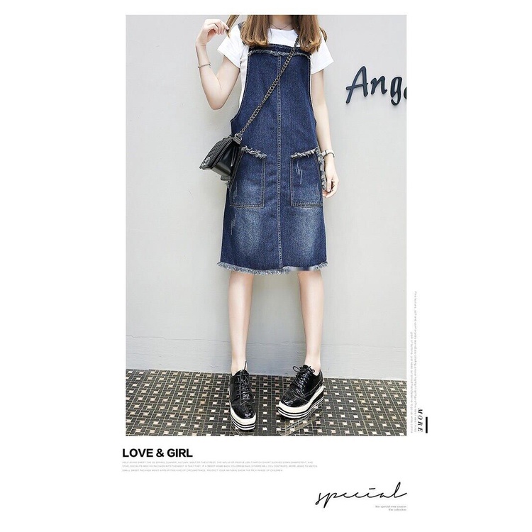 Đầm Yếm denim Dáng Ôm plus size Thời Trang Xuân Hè Cho Nữ