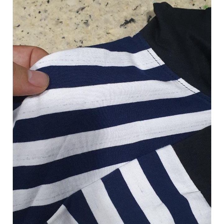 Áo thun nam tay dài cổ tròn sọc ngang xanh trắng áo thun nam form rộng tay lỡ , áo thun nam  tay dài áo thun unisex