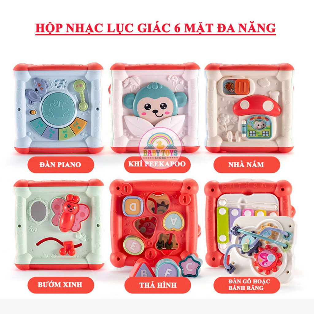 Hộp Đàn Nhạc 6 Mặt Đa Năng Giúp Bé Phát Triển Trí Tuệ Và Cảm Thụ Âm Nhạc (Hàng Cao Cấp)