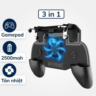 Tay Cầm Chơi Game Tích Hợp Quạt Tản Nhiệt - Pin Dự Phòng 4000Mah - Chơi PUBG, ROS, Free Fire Siêu Hot