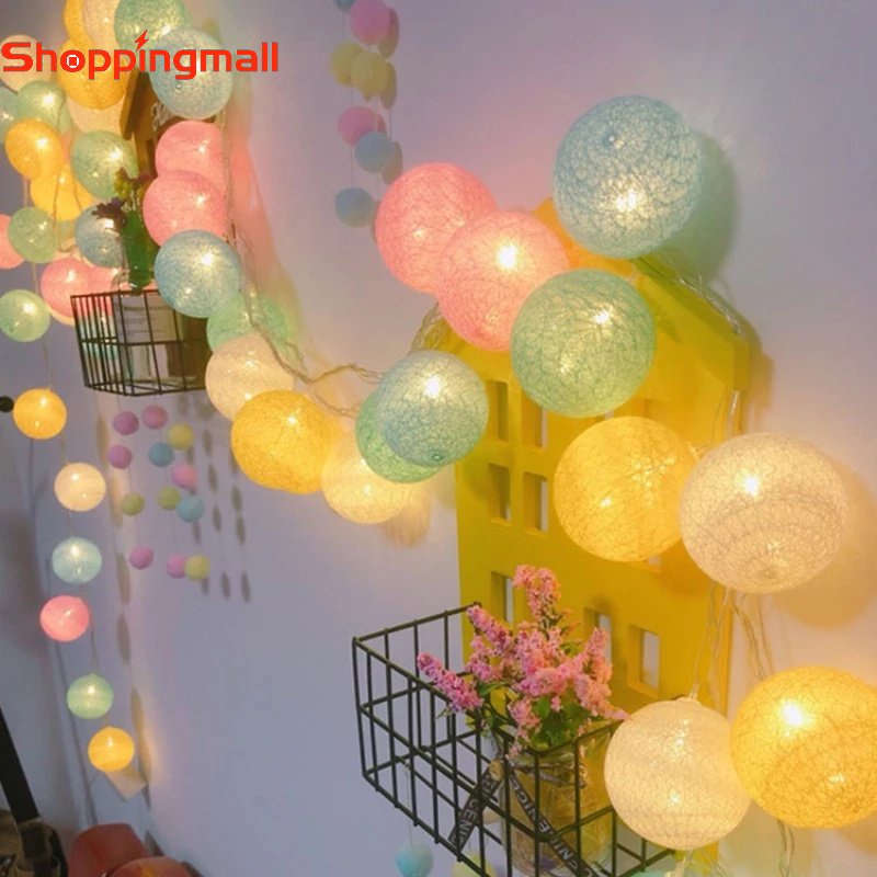 Dây Đèn LED 20 Bóng Hình Banh Cotton Trang Trí Giáng Sinh