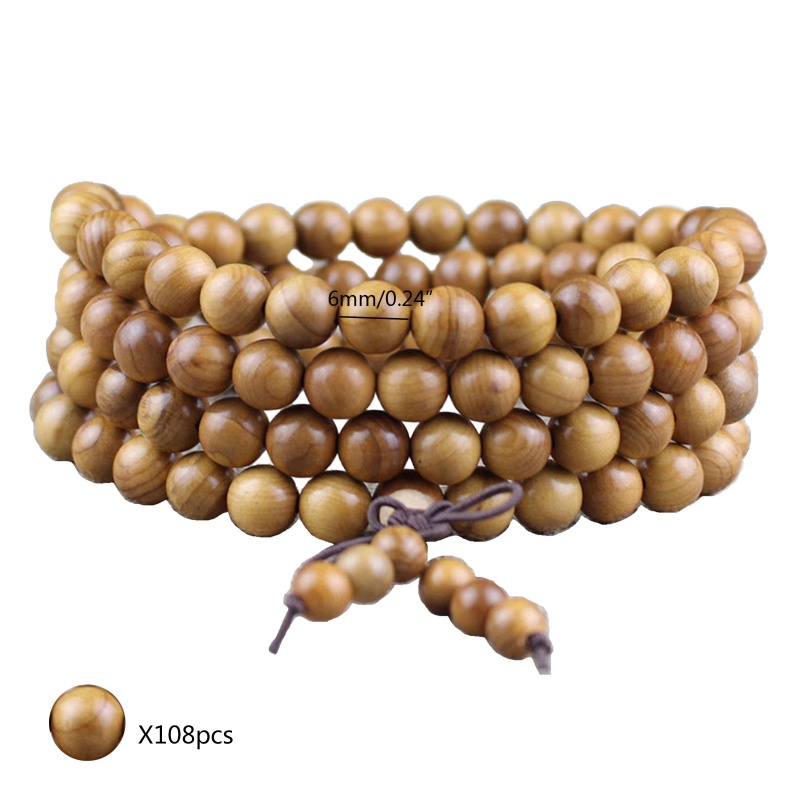 Vòng Tay Chuỗi Hạt Phật Giáo 108 Hạt Gỗ Co Giãn