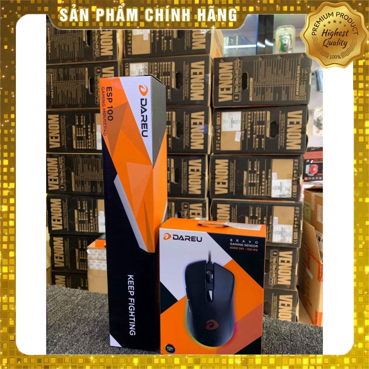 Chuột Gaming DAREU EM908 - LED RGB, BRAVO sensor - Bàn di chuột ESP100 - CHÍNH HÃNG MAI HOÀNG - BẢO HÀNH 24 THÁNG